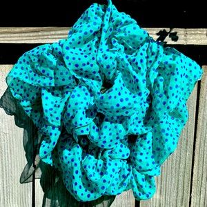 Teal & Blue Polka Dot Ruffle Scarf